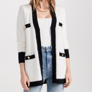 L'Agence 'Elin' White and Black Cardigan